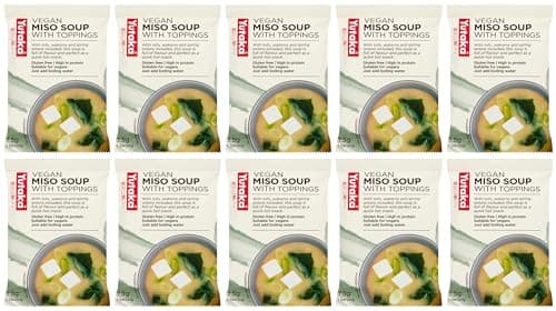 Image of Yutaka - Instant Vegan Miso Soup with Toppings, 7.5g, Pack of 10 - with Spring Onion, Tofu & Wakame Seaweed - Gluten-Free, High in Protein - Vegan-Friendly, Quick & Easy to Prepare