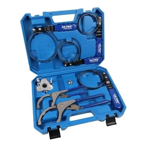 Image of US PRO Tools 8pc Oil/Fuel Filter Removal Wrench Set Adjustable Pliers Straps 7588