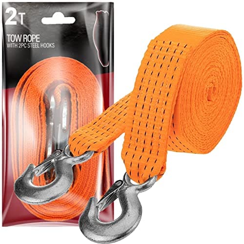 Image of Xtremeauto Heavy Duty Tow Rope Straps With Steel Hooks Car Breakdown Recovery Equipment Cable Winch Rope - 2 Tonne - 4M Length Ropes (2 Tonne)