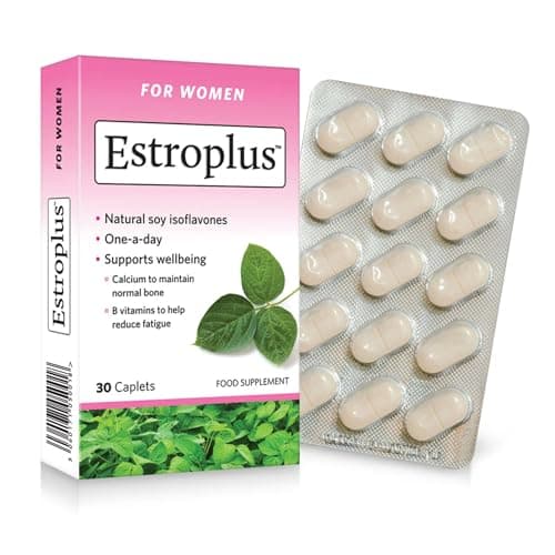Image of Estroplus (30 Tablets) – Film Coated Tablets with Soy Isoflavones, B Vitamins, Calcium, Selenium and Iodine to Support Everyday Wellbeing