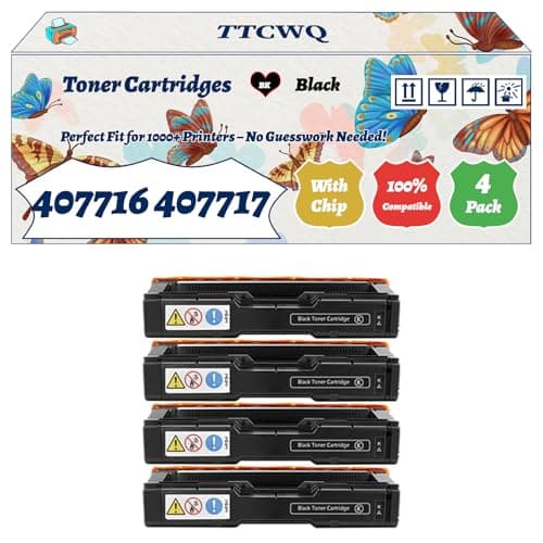 Image of Compatible for Ricoh 407716 407717 407718 407719 Toner Cartridges Work for Ricoh Aficio SP C252DN SP C252SF Printers, with Chip, High Yield 7500 Pages, High-Definition Printing (4 Pack Black)