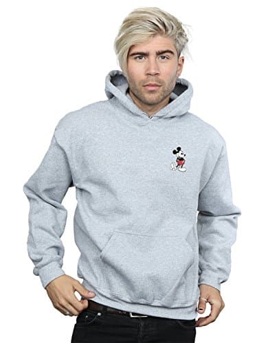 Image of Disney Men's Mickey Mouse Kickin Retro Chest Hoodie Sport Grey X-Large