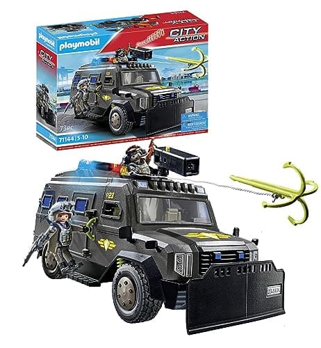 Image of Playmobil 71144 City Action Tactical Police All-Terrain Vehicle, modern special forces off-road vehicle with light and sound, fun imaginative role-play, playset suitable for children ages 5+
