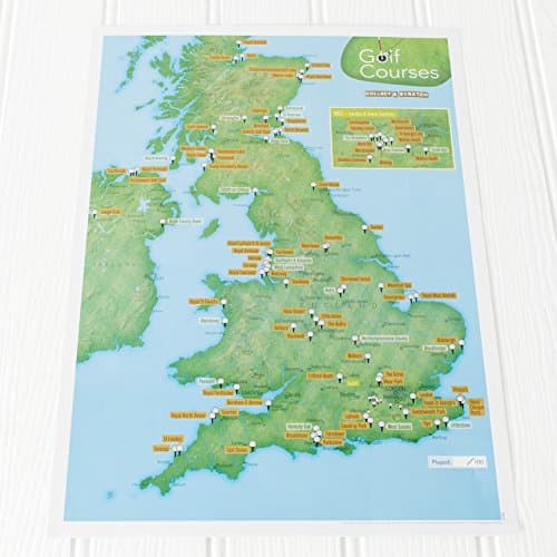 Image of Maps International UK Golf Courses Collect and Scratch Off Travel Map - Great Gift for Golfers - 29 x 42cm