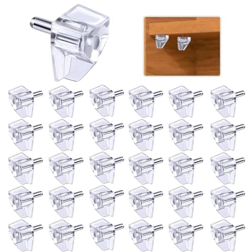 Image of 30 Shelf Support Pegs, 5mm Shelf Support Pegs,Clear Plastic Replacement Peg Cabinet Shelf Supports Pins for Kitchen Furniture Book Shelves Shelf Holder Locking Pins