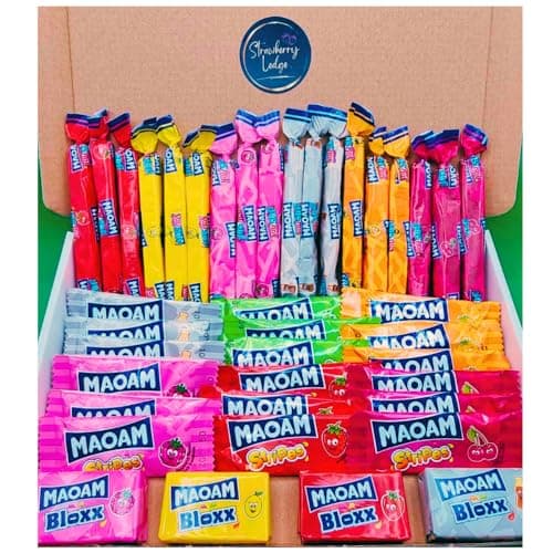 Image of Maoam Sweets | 40 Piece Letterbox Sweets Gift Box | Maoam Stixx, Bloxx & Stripes Chewy Fruity Sweet Selection | Ideal for Birthdays, Thank You Gifts & Treat Boxes