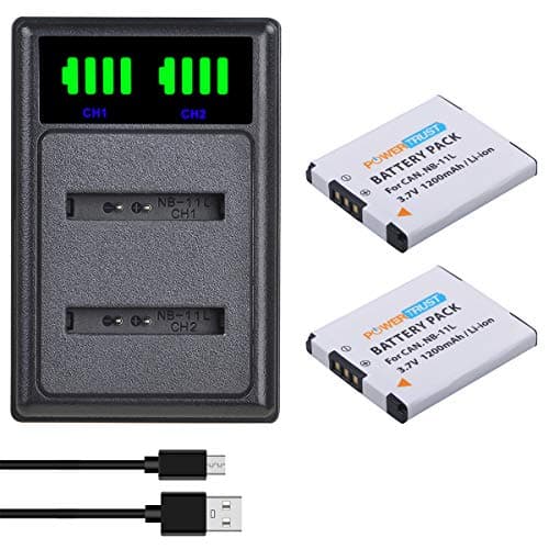 Image of PowerTrust 2Pcs NB-11L NB-11LH Battery and LED Dual Charger for Canon IXUS 185, 240 HS, IXUS 190, SX430 IS, SX410 IS, 285 HS, IXUS 180, 275 HS, IXUS 145 155 165 170
