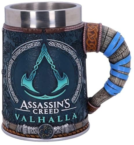 Image of Officially Licensed Assassins Creed Valhalla Viking Game Tankard, Resin w. Stainless Steel