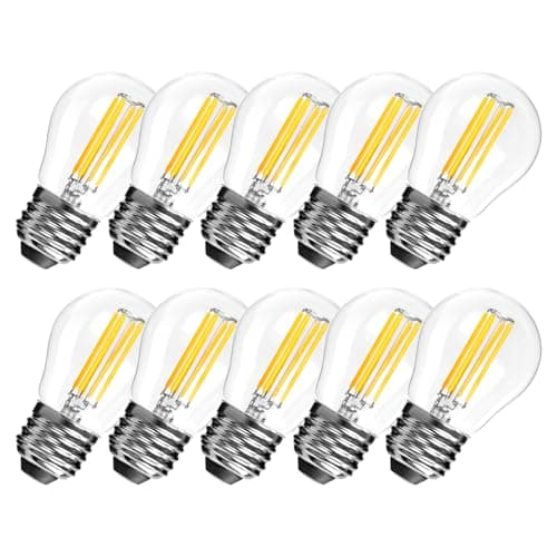 Image of LangPlus+ E27 Screw LED Bulb, Dimmable G45 Golf Ball Bulbs, 6W, 60W Equivalent SES E27 Mini Globe Clear Glass Bulb, Warm White 2700K, LED Filament Light Bulb for Pendant, Ceiling Fan, 10 Pack