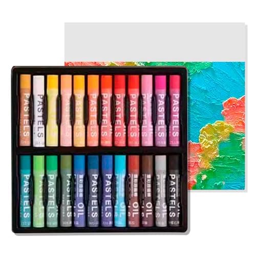Image of sukevitor Soft Oil Pastels Set, 24 Colors, for Art Painting, Drawing, Blending, Art Supplies for Artists, Beginners, Painters