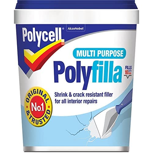 Image of Polyfilla Ready Mixed Filler for Wood Brick Walls Plaster Multi Purpose Quick Drying White 1kg