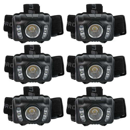 Image of LUXPRO LP345V2 LED Headlamp - Bright 300 Lumen Head Lamp for Outdoors, Camping & Hiking - 6 Light Modes White, Green & Red Light - IPX4 Waterproof - Adjustable Headband - Batteries Included - 6 Pack