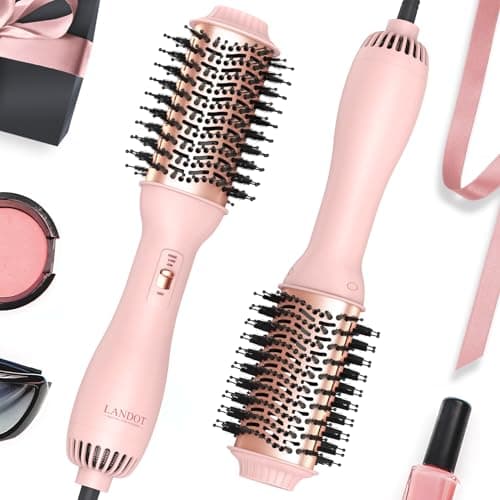Image of LANDOT Hot Blow Hair Dryer Brush: Upgraded Plus 2.0 Hot Air Brush - One-Step HairDryer Styler and Volumizer 4 in 1 for Drying Straightening Curling Volumizing Hair - Fight Frizz and Add Volume
