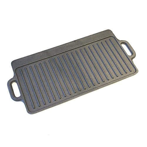Image of KitchenCraft Cast Iron Griddle Plate with Non Stick Finish and Handles, Induction Safe, 45 x 23 cm