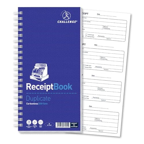 Image of Challenge Duplicate Receipt Book, Carbonless, 200 Pages, 1 pack (280 x 141 mm)