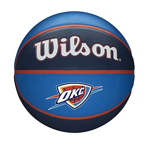 Image of Wilson Basketball, NBA Team Tribute Model, OKLAHOMA CITY THUNDER, Outdoor, Rubber, Size: 7