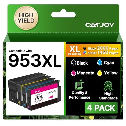 Image of CATJOY 953 953XL Ink Cartridges Compatible for HP 953 XL Ink Cartridge With for HP Officejet Pro 7720 Ink Cartridge,Officejet Pro 7740 8710 8720 Printers (Black, Cyan, Magenta,Yellow, 4Pack)