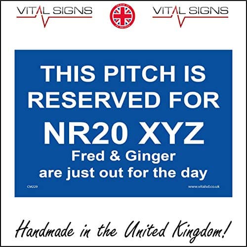 Image of Vital Signs Direct CM229 This Pitch Is Reserved For Sign Personalise Me Custom Bay Caravan Camping 600mm x 400mm Sticker/Sav - White Background