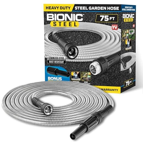 Image of BIONIC STEEL 75FT Garden Hose, 304 Stainless Steel Metal Water Hose 75Ft, Flexible Hose, Kink Free, Ultra Lightweight and Durable, Crush Resistant, Easy to Coil, 500 PSI