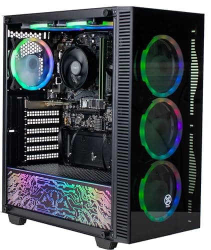 Image of XUM Titan Prebuilt Gaming PC: AMD Ryzen 5 5600G, Radeon Vega 7 Integrated Graphics, 16GB DDR4 RAM, 256GB NVMe SSD, 1TB HDD, 500W PSU 80+ Bronze, aRGB, WiFi 5, Windows 11 Home, Entry Level, Black Case