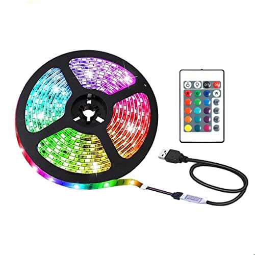 Image of KPUPE RGB Color Changing USB LED Strip Lights with IR Remote Control for Indoor Decorations, TV Backlights, DIY (3M)