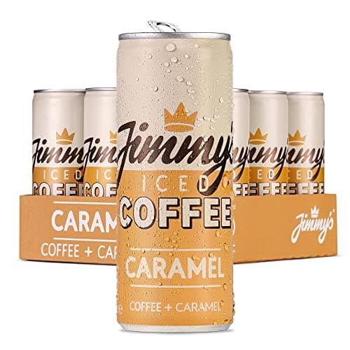 Image of Jimmy's Iced Coffee Caramel SlimCan Multipack (12 x 250 ml) Refreshing, Ready to Drink Rainforest Alliance Arabica Chilled Coffee Energy Drink
