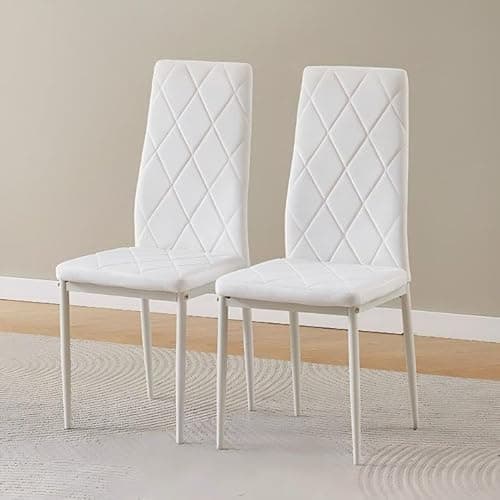 Image of Homullel Modern Upholstered Dining Chairs Set for Dining Room, Kitchen, Kitchen Chairs Set of 2, Stainless Steel Frame (Flannel, White #2)