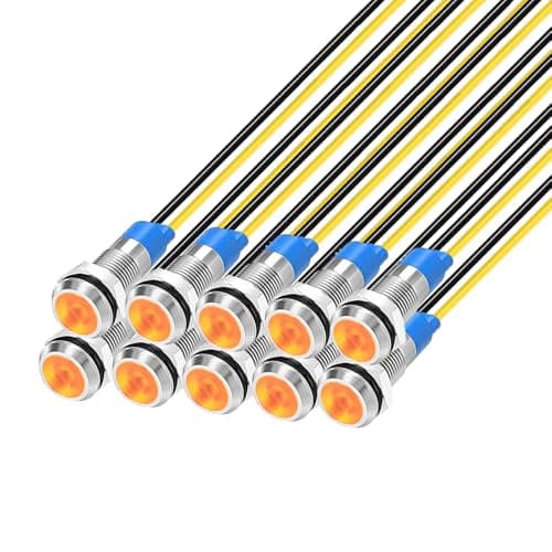 Image of Gebildet 10pcs 6mm 1/4" 230V AC LED Metal Indicator Light Waterproof Signal Lamp (Yellow)