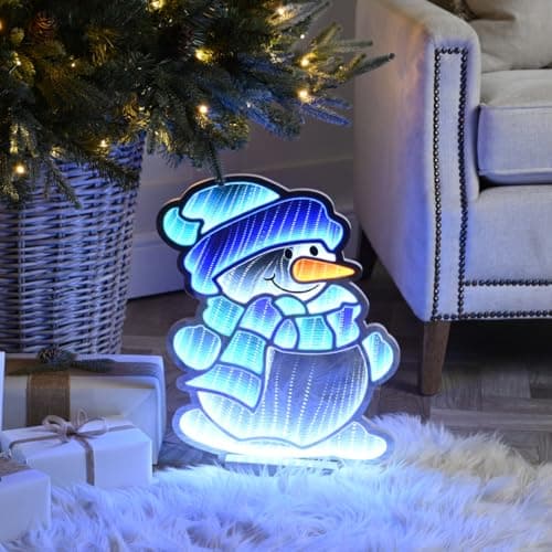 Image of Samuel ALEXANDER 40cm Light up Snowman Infinity Christmas Decoration with Blue and White LEDs