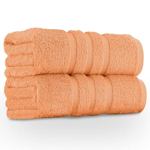 Image of GC GAVENO CAVAILIA 100% Egyptian Cotton Pack of 2 Bath Sheet Extra Large Soft and Highly Absorbent Towel Set (90 x 140 cm), Hotel Quality Anti-Allergic Bath Towels - 550 GSM - Peach