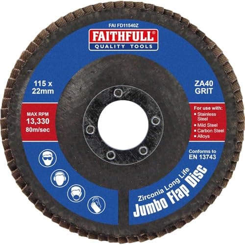 Image of Faithfull FAIFD11540Z Zirconia Abrasive Jumbo Flap Disc 115mm x 22mm COARSE