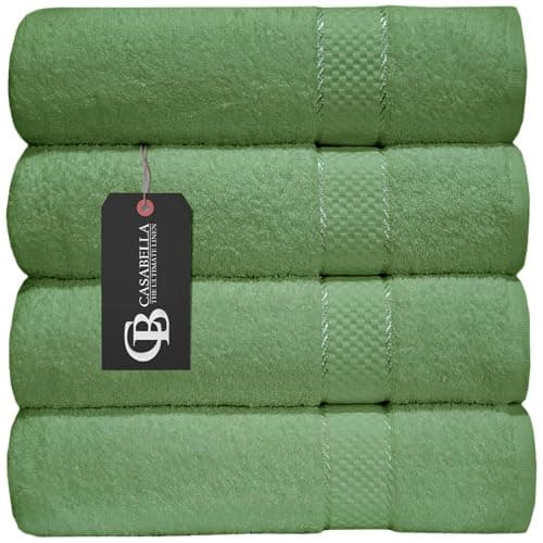 Image of Casabella Pack of 2 Large Jumbo Bath Sheets 100% Egyptian Combed Cotton Big Beautiful Towels_Smoke Green_2pcs