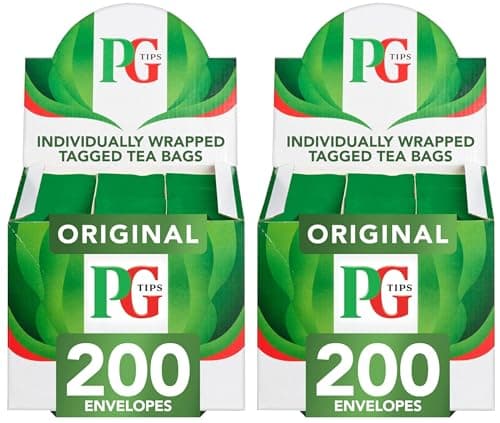 Image of PG Tips Original Black Tea, Bulk Box, Refreshing Flavourful & Full-Bodied, Perfect Flavour Release, Individually Wrapped Teabags, 200 Teabags (2 Pack)