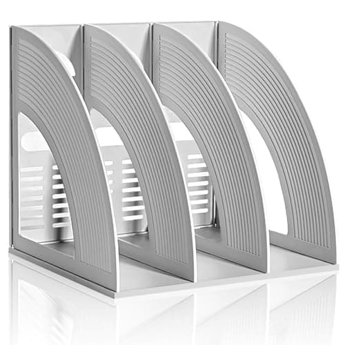 Image of KXF Arched File Organiser Desktop Organizer 3 Compartments for A4 Documents Magazine Holder Office Desk Storage Kitchen Organiser Plastic Bookshelf File Rack Dividers Frame Cabinet For Home School