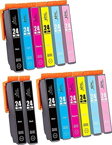 Image of KING OF FLASH 24xl Compatible Ink Cartridges Replacement for Epson 24 XL for Epson Expression Photo XP-970 XP-55 XP-950 XP-860 XP-960 XP-750 XP-760 XP-850 Printer (2 Sets & 2 Black)