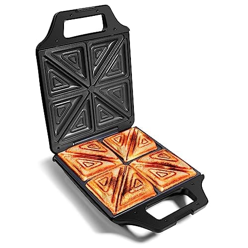 Image of VonShef Large Toastie Maker – Sandwich Toaster 4 Slice with Non-Stick Plates, Deep Fill Toastie Machine for Grilled Cheese, Rapid Heat Up Time, Cool-Touch Handle, Easy Clean & Non-Slip Feet, 1600W