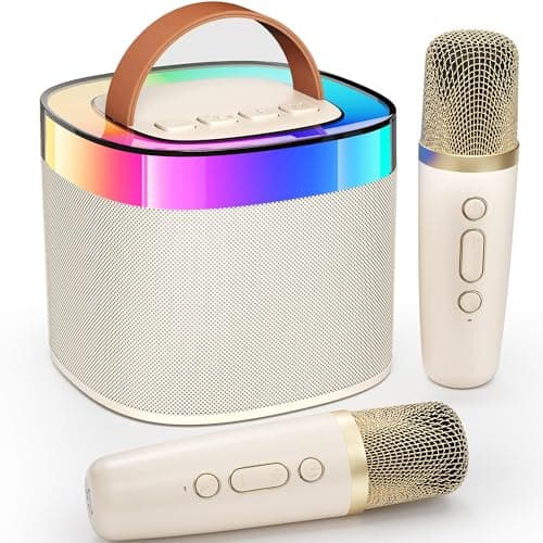 Image of Ankuka Bluetooth Portable Karaoke Machine, Bluetooth Karaoke Speaker with 2 Microphones, Pickups and Party LED Lights, Gifts for Friends, Black