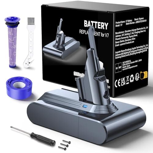 Image of 6000mAh Replacement Battery for Dyson V7 Battery Compatible with Dyson V7 Vacuum Cleaner Series SV11 Absolute Animal Motorhead Trigger Car+Boat Fluffy HEPA
