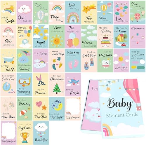 Image of Lemicin Baby Milestone Cards Gift - 40pcs Baby Monthly Milestone Cards in Gift Box Baby Shower Gifts for Mum New Parents New Baby Gift for Boy or Girl Pregnancy Gifts and Keepsakes