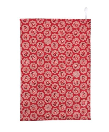 Image of Tea Towel in Cath Kidston Freston Rose Red Handmade in UK