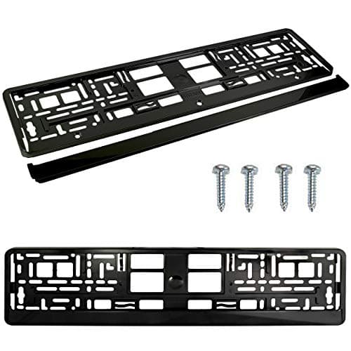 Image of PAIR (2PCS) SUPER BLACK GLOSS Car Registration License Number Plate Surround Holder Frame Surround