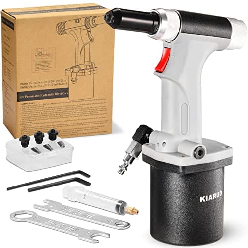 Image of KIARUO Pneumatic Rivet Gun 3/16" 5/32" 1/8" 3/32",KR-S50 with 1 Set of Extra Jaws, Air Hydraulic Riveter Tool kit for Aluminium, Steel and Stainless Steel Rivets