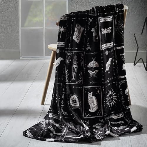 Image of Catherine Lansfield Enchanted Witchcraft Cosy Fleece 130x170cm Blanket Throw Black