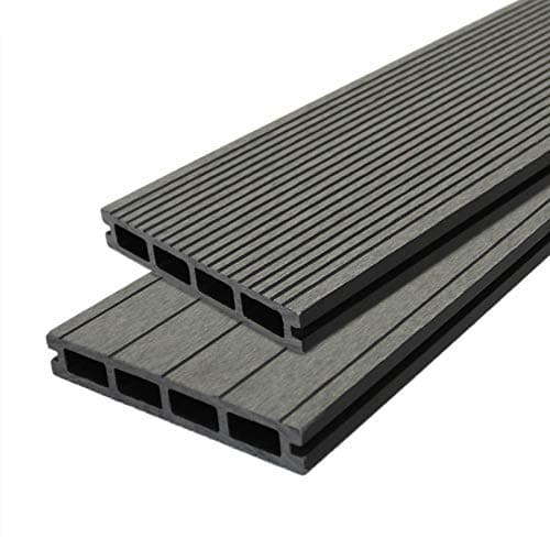 Image of Jardí Composite Decking Boards / 8 Square Metres Castle Grey/Wood Effect WPC Pack Garden Outdoor Patios Terrace Hot Tub Tiles FREE Fixing Screws & Clips