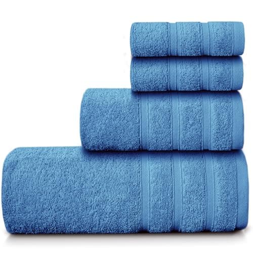 Image of Casabella Luxury 100% Egyptian Cotton Towel Bale - 8 Pieces - 550 Gsm Xlarge Sizes_Blue_4 Pieces Set