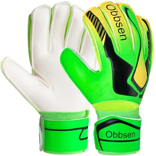 Image of Obbsen Football Goalkeeper Gloves for Kids Youth and Adult | Goalie Gloves with Finger Protection and Super Grip | Boys Mens Goalkeeping Gloves Size 5/6/7/8