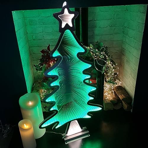 Image of Samuel ALEXANDER 95cm Green Standing LED Infinity Christmas Tree Decoration with Metal Base