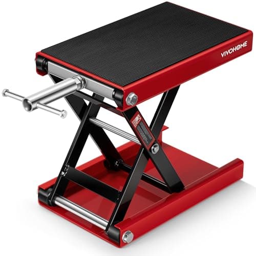 Image of VIVOHOME Motorcycle Scissor Lift Jack Height Adjustable Heavy Duty Steel with Anti Slip Wide Deck Hoist Crank Center Stand 500KG Capacity for Motorcycles ATVs Dirt Bikes