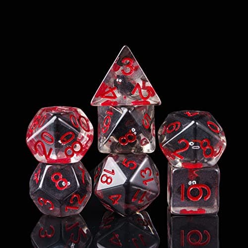 Image of cusdie 7-Die DND Dice, Polyhedral Dice Set Filled with Animal, for Role Playing Game Dungeons and Dragons D&D Dice (Black Bat)