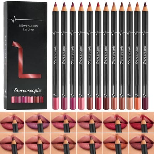 Image of LOPHE Matte Lip Liner Set | 12 Pcs Waterproof, Long-Lasting Nude Lip Pencils | Creamy, Highly Pigmented for Defining, Plumping | Gift for Women & Makeup Lovers